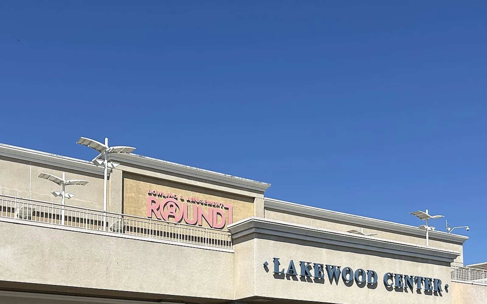 Lakewood Center shopping mall facade in Lakewood, March 2026.